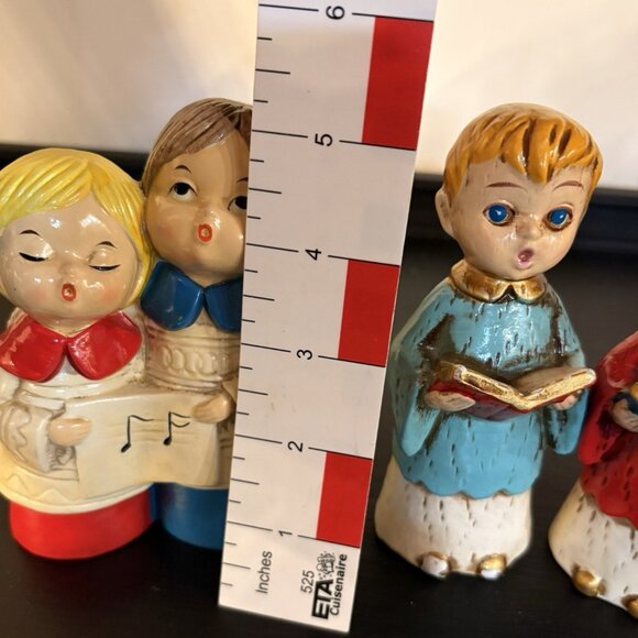 4 Vtg Christmas Paper Mache Charming Choir Boy Carolers Figurines Made Japan - Picture 9 of 10